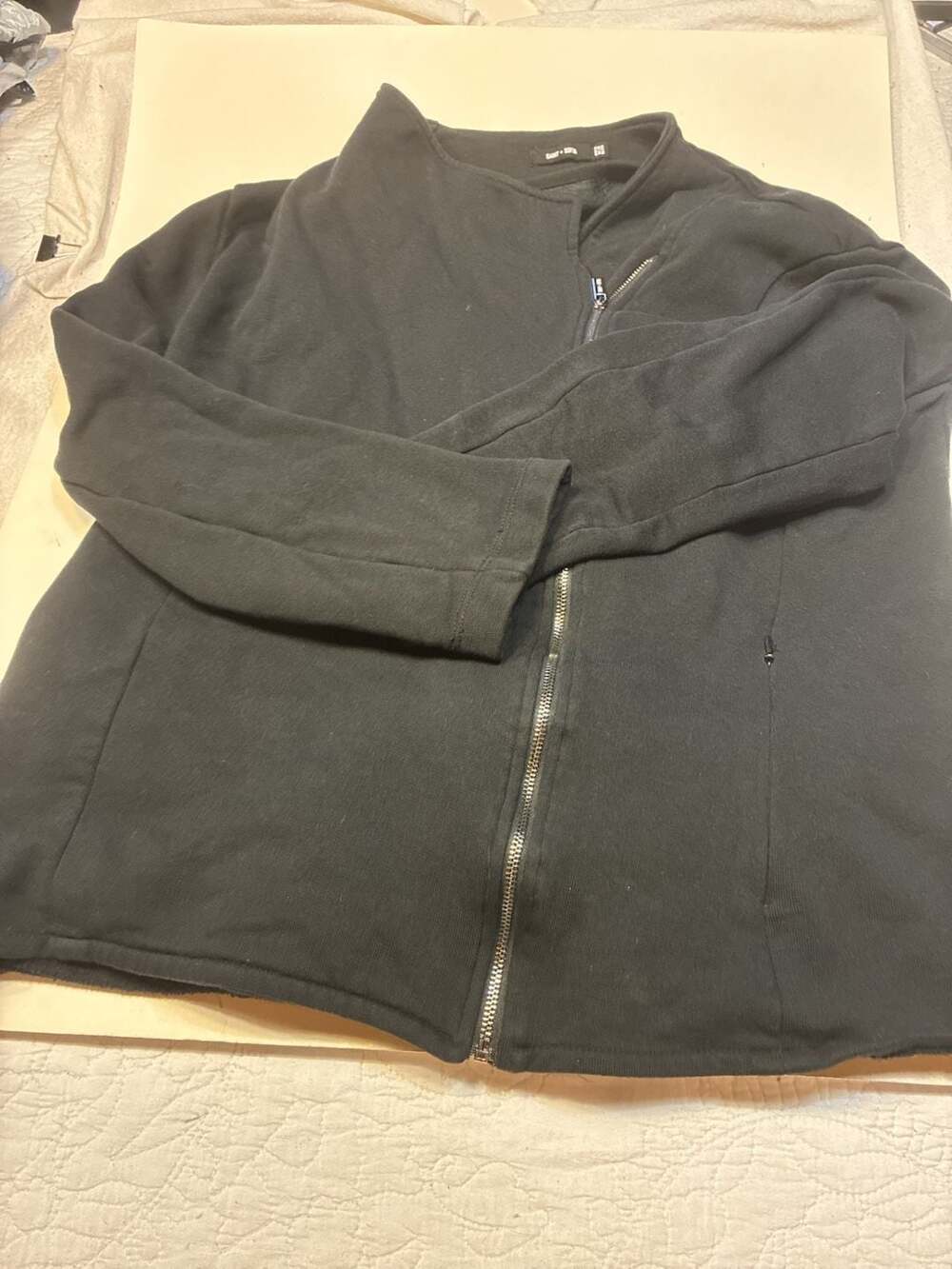 Saint + Sofia Zip Jacket Size USA16 Black Moto Asymmetric